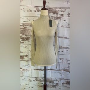Matty M -NWT- Shiny Mock-Neck Cold-Shoulder Sweater - Size: Extra Small